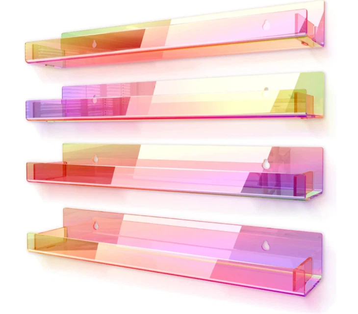 Wall Mouted Iridescent Rainbow Acrylic Shelf